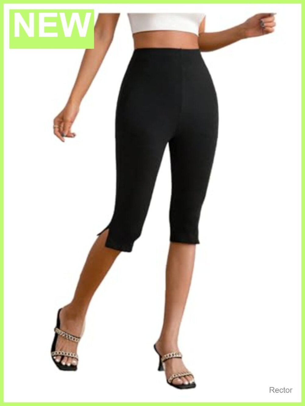 High Waisted Capri Yoga Leggings Knee Length Workout Athletic Pants